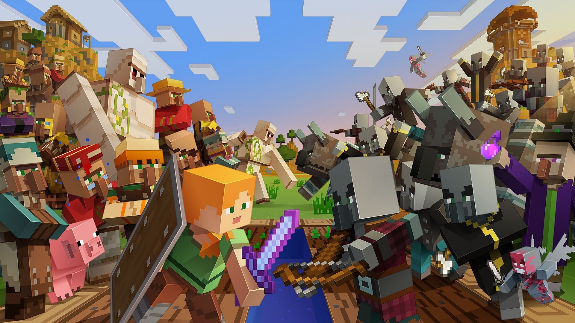 This Minecraft update revitalized villages/villagers while also introducing their nemeses. (Image via Mojang)