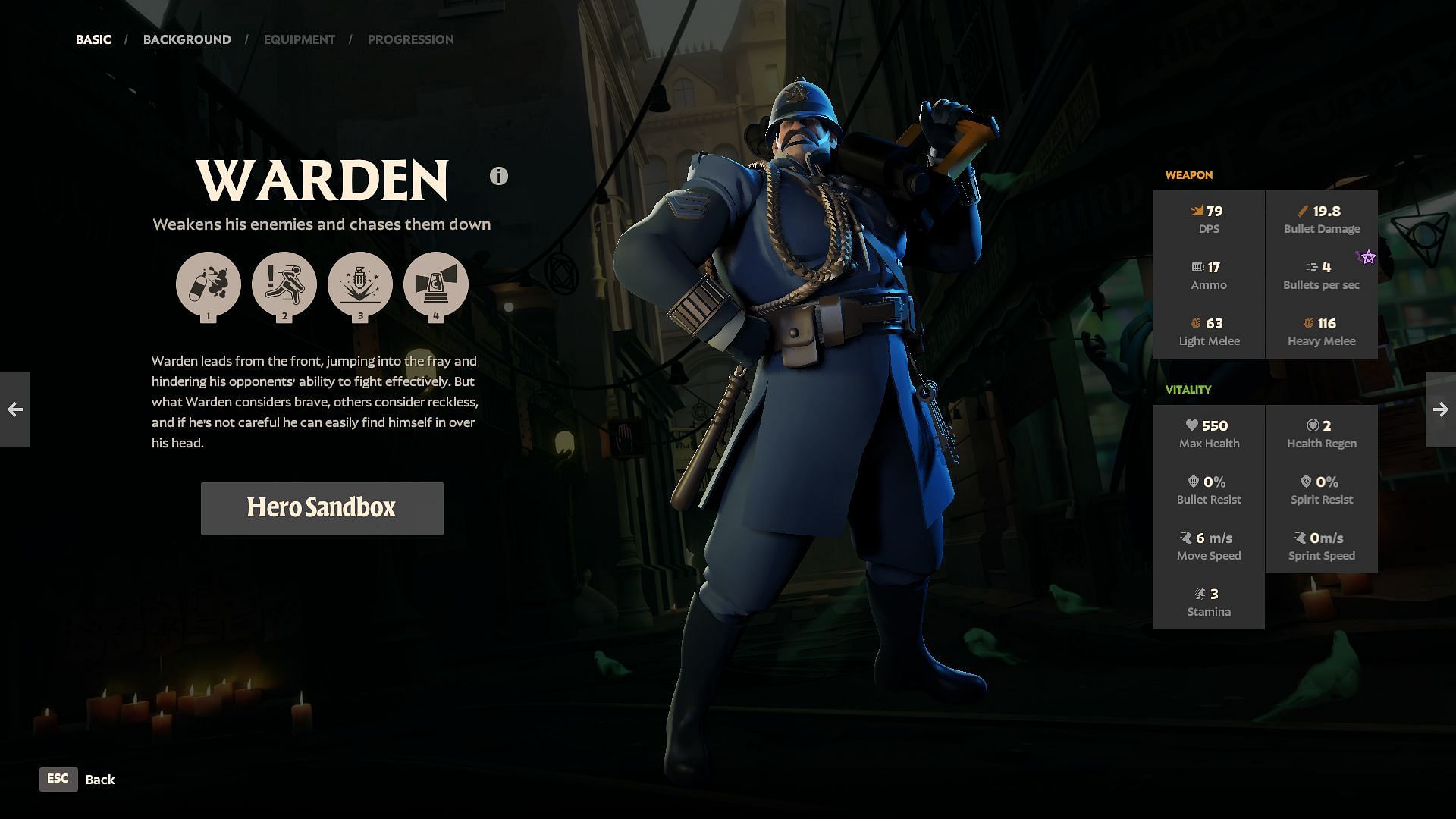 Warden in-game stats (Image via Valve)