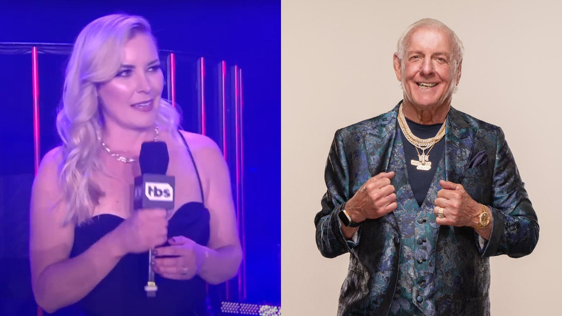 Renee Paquette (left) and Ric Flair (right). (Image credits: AEW YouTube channel &amp; Ric Flair