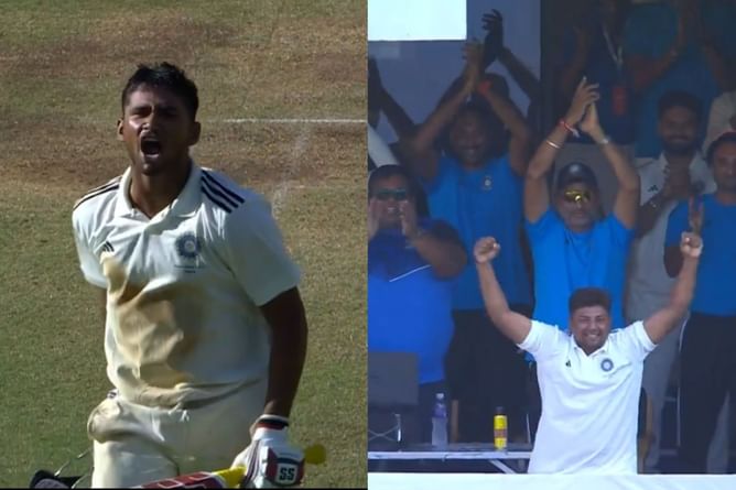 [Watch] Sarfaraz Khan cheers from dressing room as brother Musheer Khan smashes hundred in IND A vs IND B 2024 Duleep Trophy match