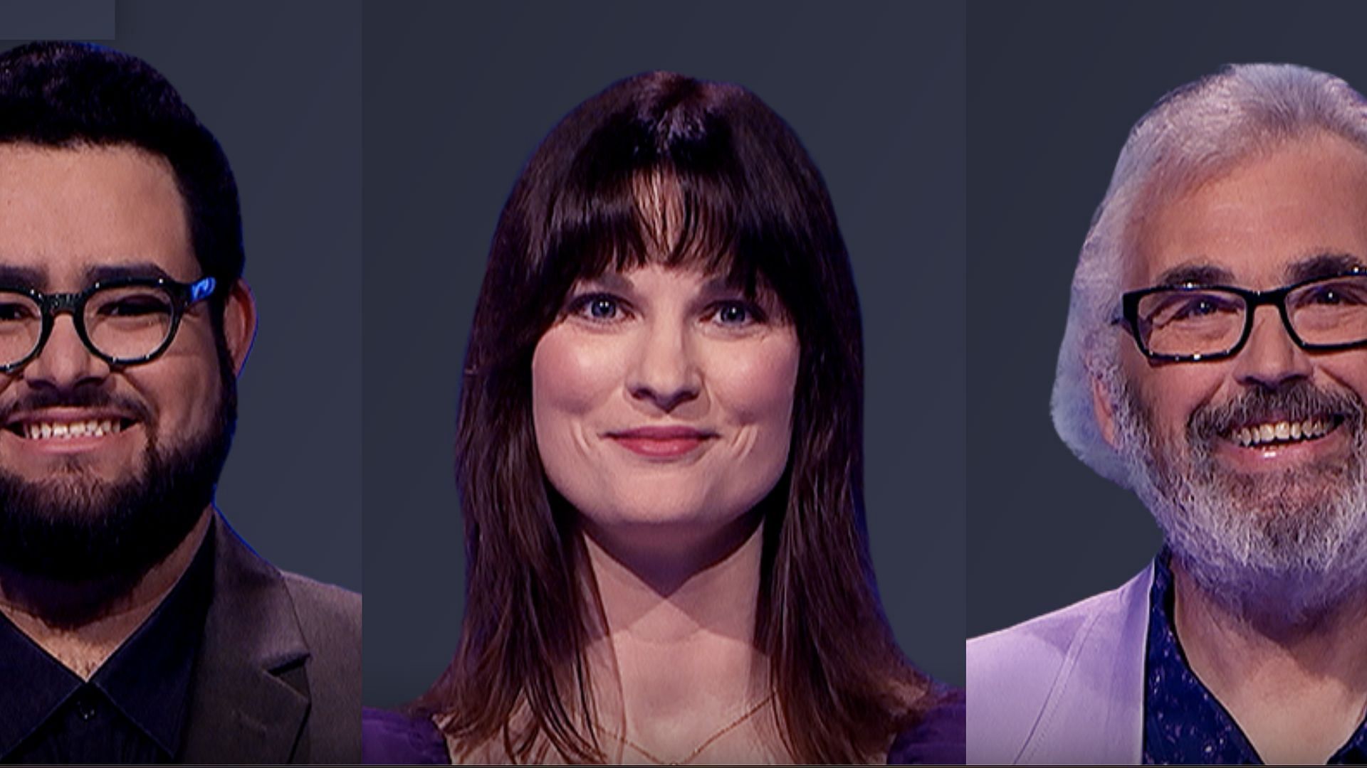 The three contestants for Jeopardy! (Image via jeopardy.com)