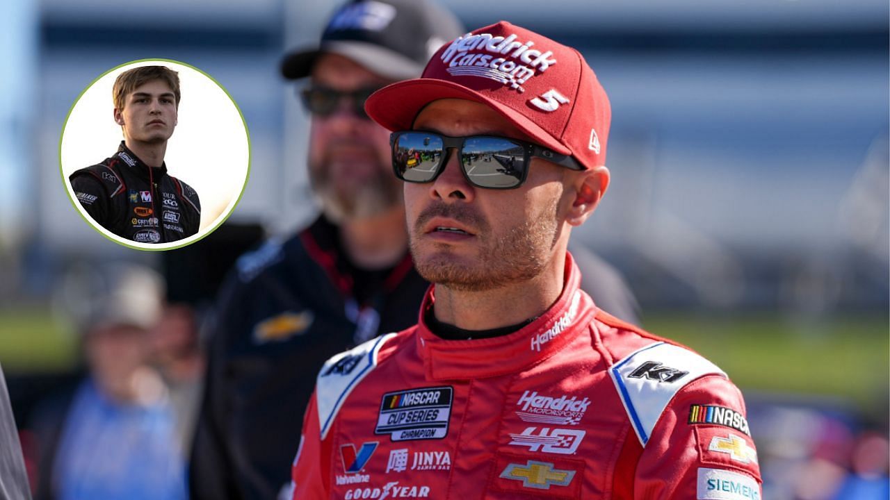 Kyle Larson(R) approved Corey Day(L) makes NASCAR Truck Series debut(source: IMAGN/ @corey_day_ on X)