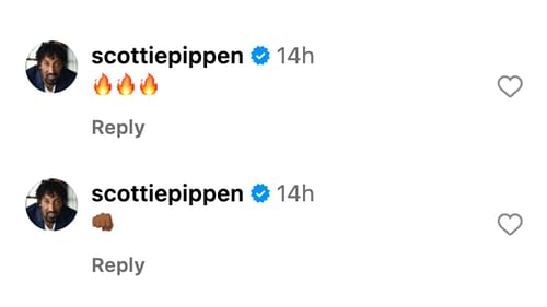 Scottie Pippen reacts to his Preston's latest post on Instagram: Photo Credit: Preston Pippen's IG account