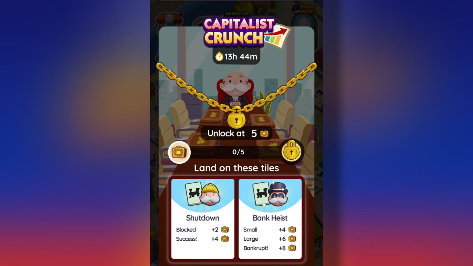 Earning Suitcases is easy in the Monopoly Go Capitalist Crunch tournament (Image via Scopely)