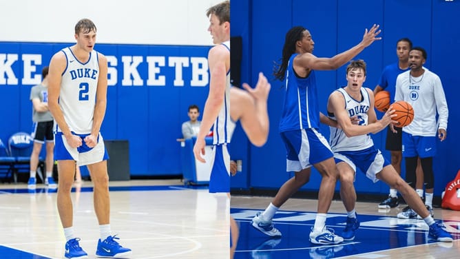 WATCH: Duke’s Cooper Flagg flaunts promising hooping skills during intense practice session