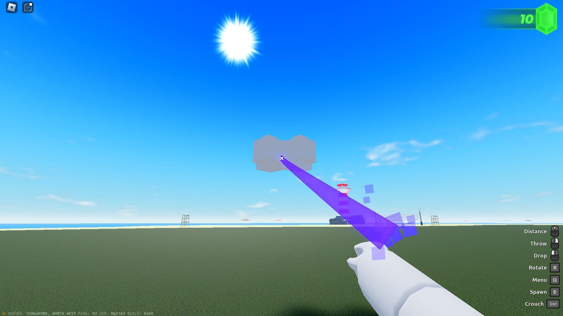 Throwing an object (Image via Roblox)