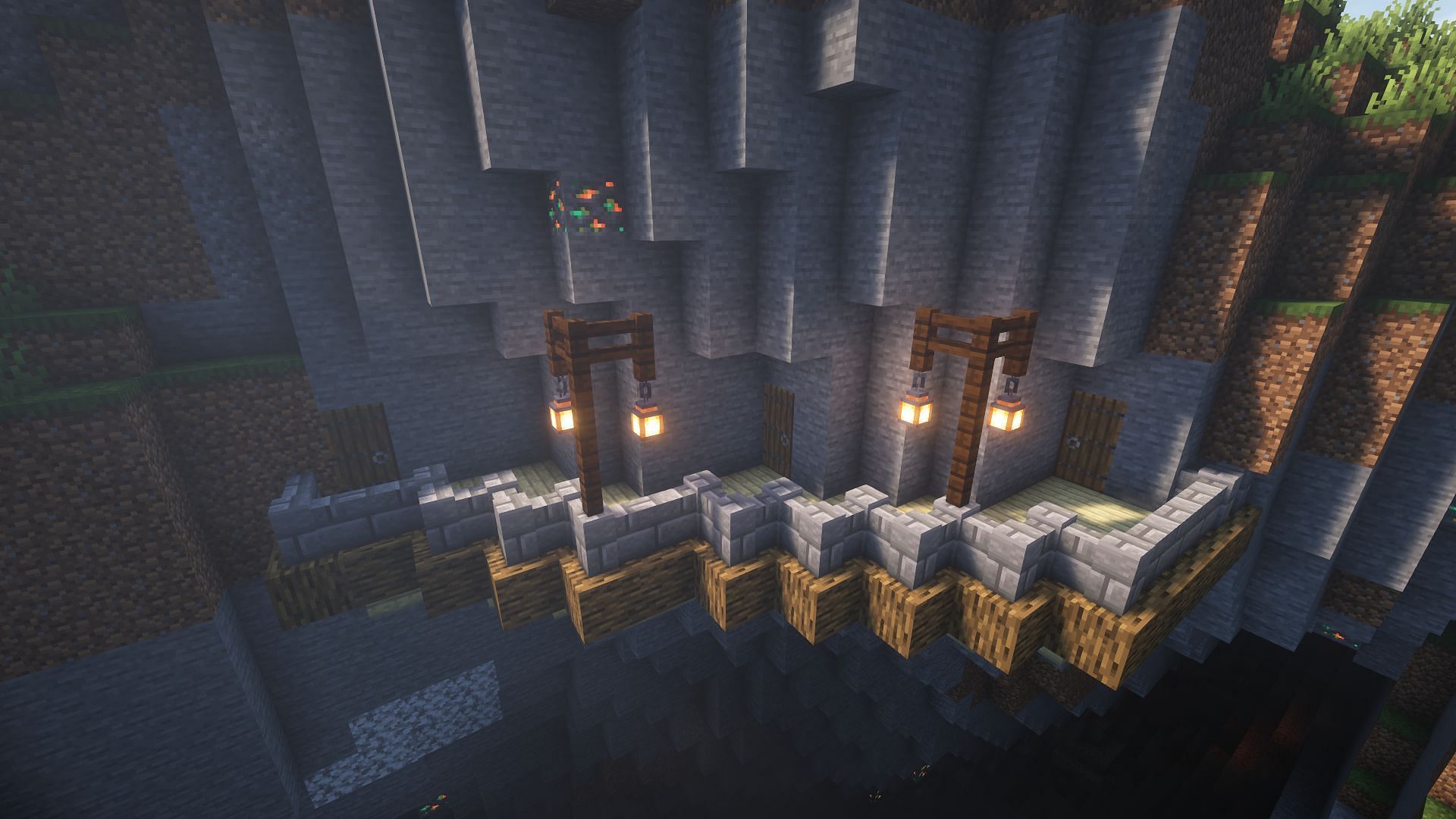 An example of a simple ravine wall base (Image via Mojang)