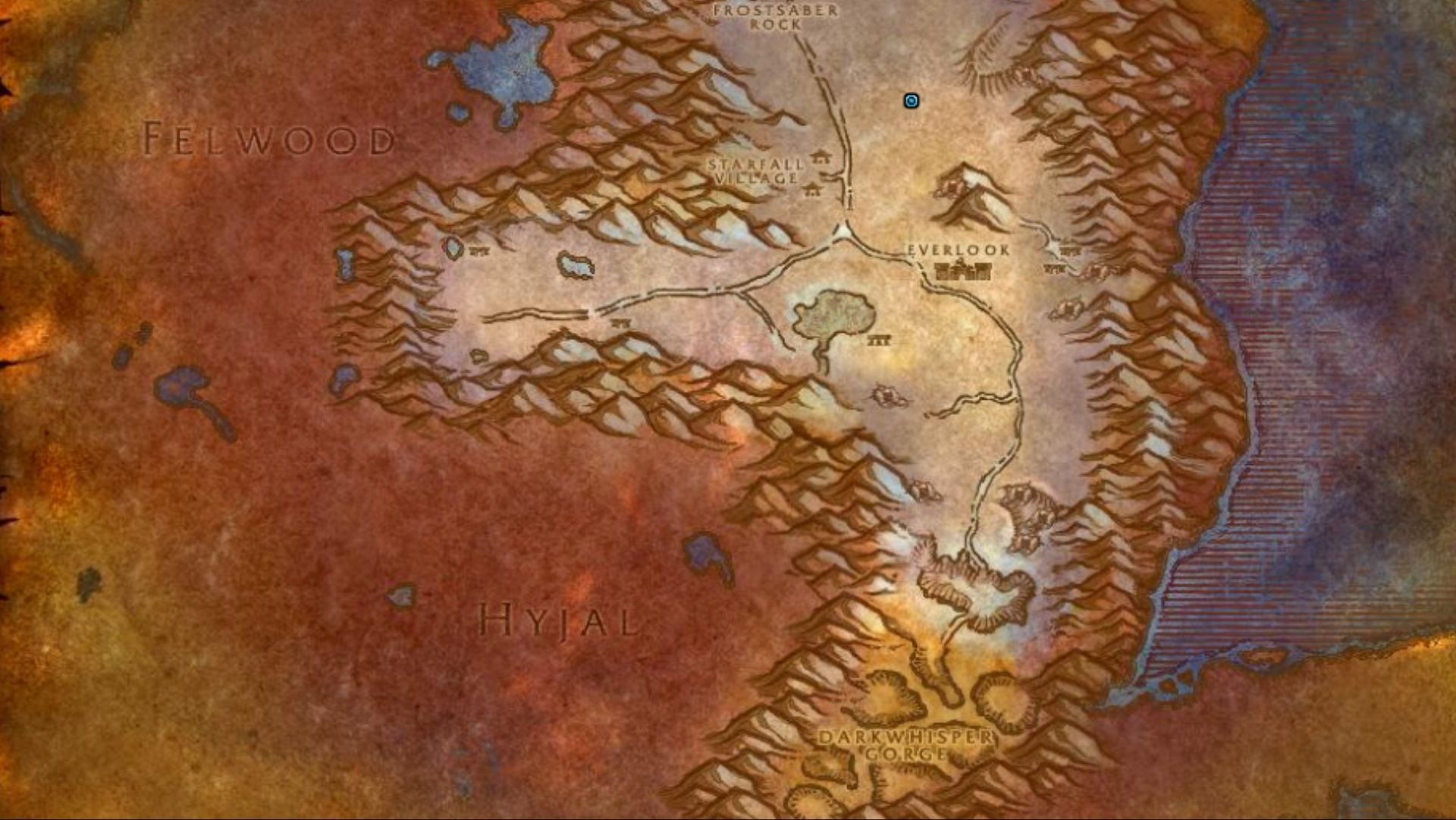 Head to this location to start the Winterspring quests - map courtesy of Wowhead (Image via Blizzard Entertainment)