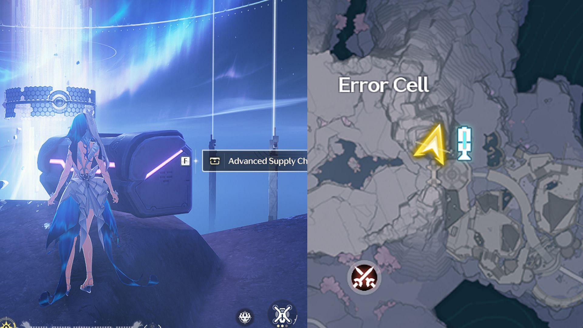 Location of Advanced Supply Chest #6 on top of the cliff in Error Cell (Image via Kuro Games)