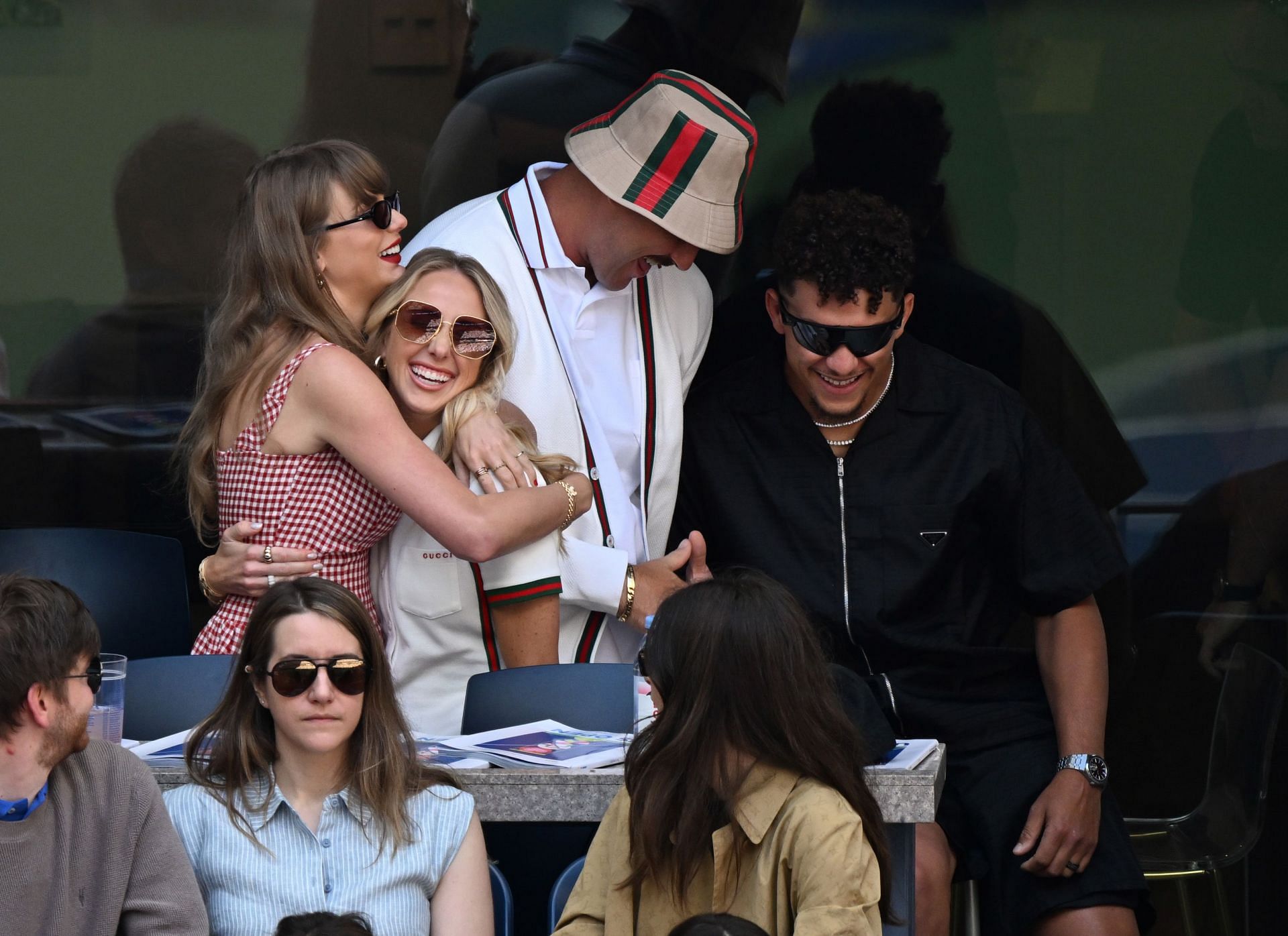 Taylor Swift pictured hugging Brittany Mahomes at the US Open (Image: Getty)