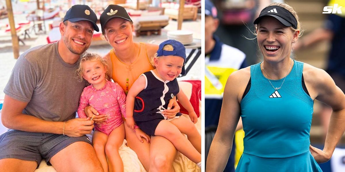 Caroline Wozniacki with husband David Lee, daughter Olivia &amp; son James [Image Source: Getty Images ; Instagram/Caroline Wozniacki]