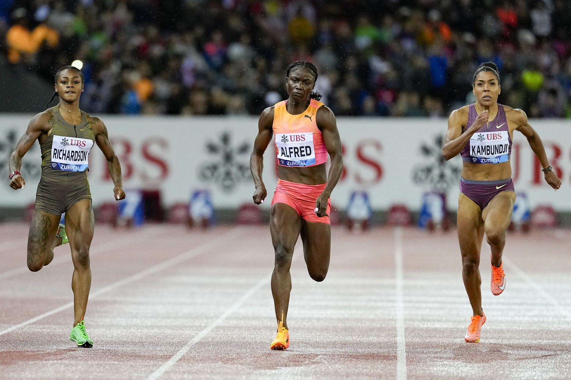 Sha&#039;Carri Richardson in action during the 100m final at the Wanda Diamond League 2024 [Image Source: Getty]