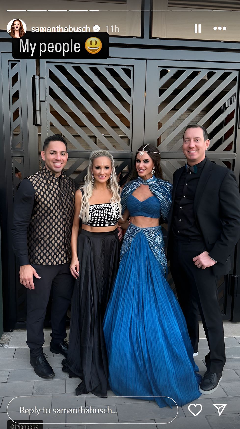 Kyle and Samantha Busch posing with friends at the venue (source: @samanthabusch)