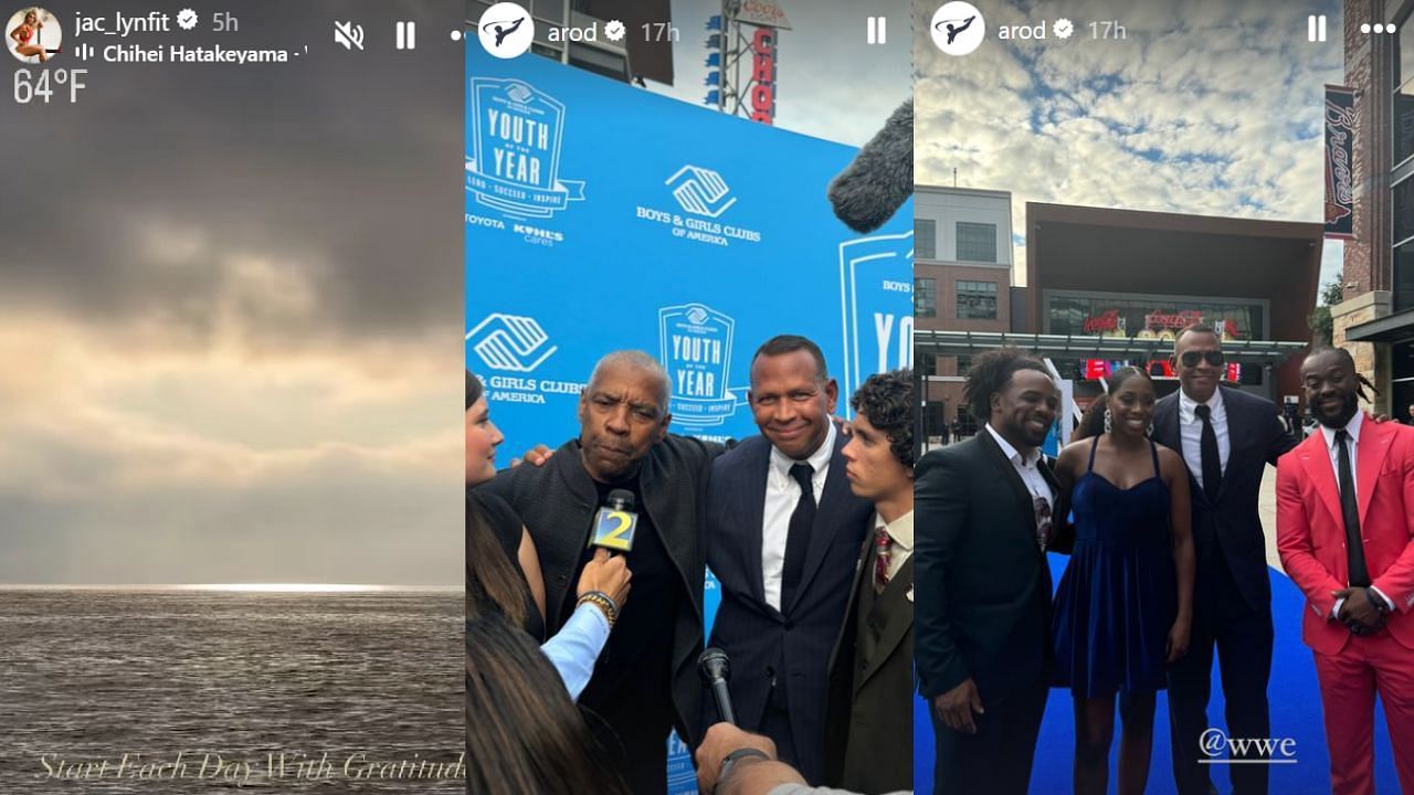 Image 1- Screenshot from Jaclyn Cordeiro&#039;s story // Images 2 and 3 - Screenshots from Alex Rodriguez&#039;s story (Image 1 from - Instagram.com/@jac_lynfit IG Stories, Images 2 and 3 from - Instagram.com/@arod IG Stories)