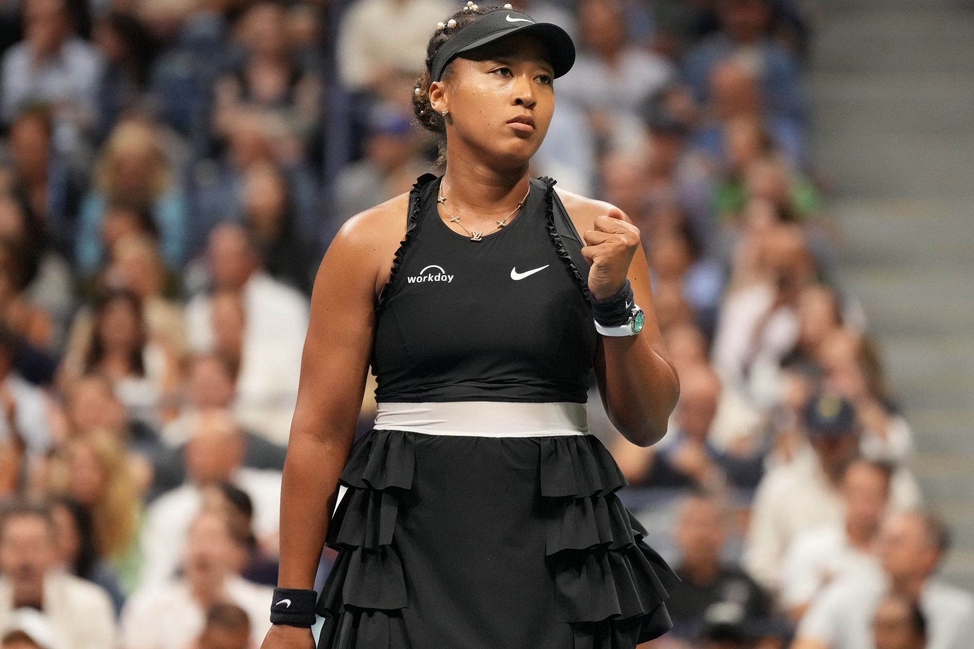 Osaka celebrating a point in New York - Day 4 - Source: Getty