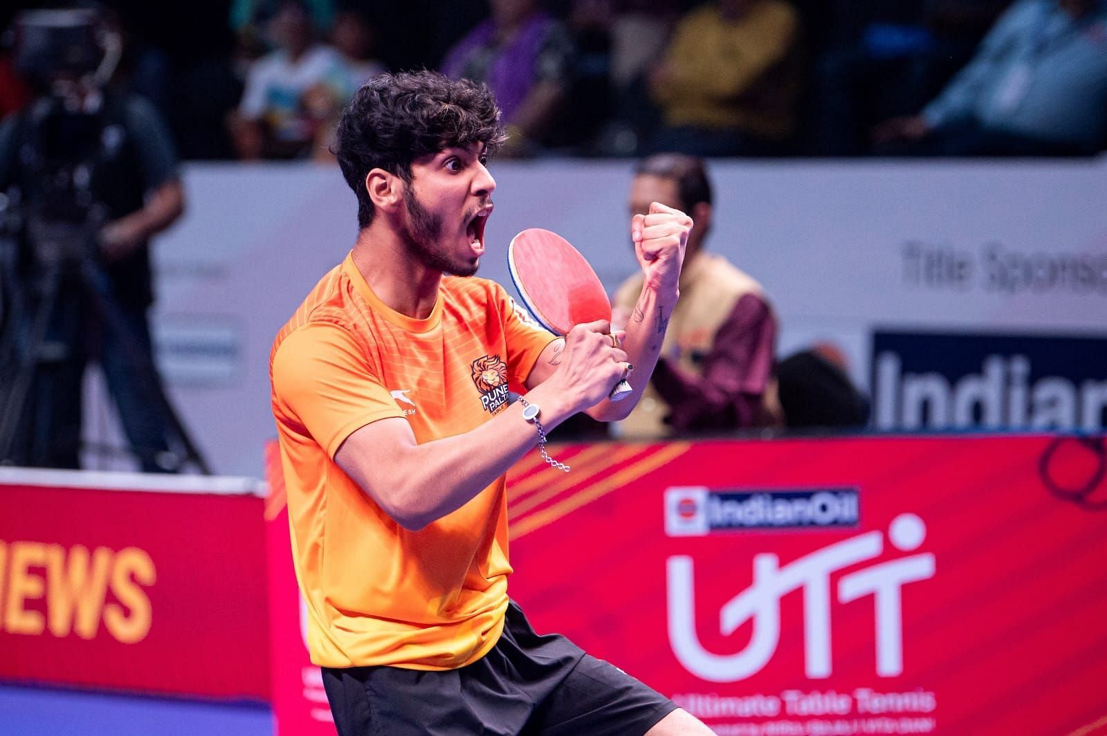 Ankur Bhattacharjee celebrates his win, Image Credits: UTT