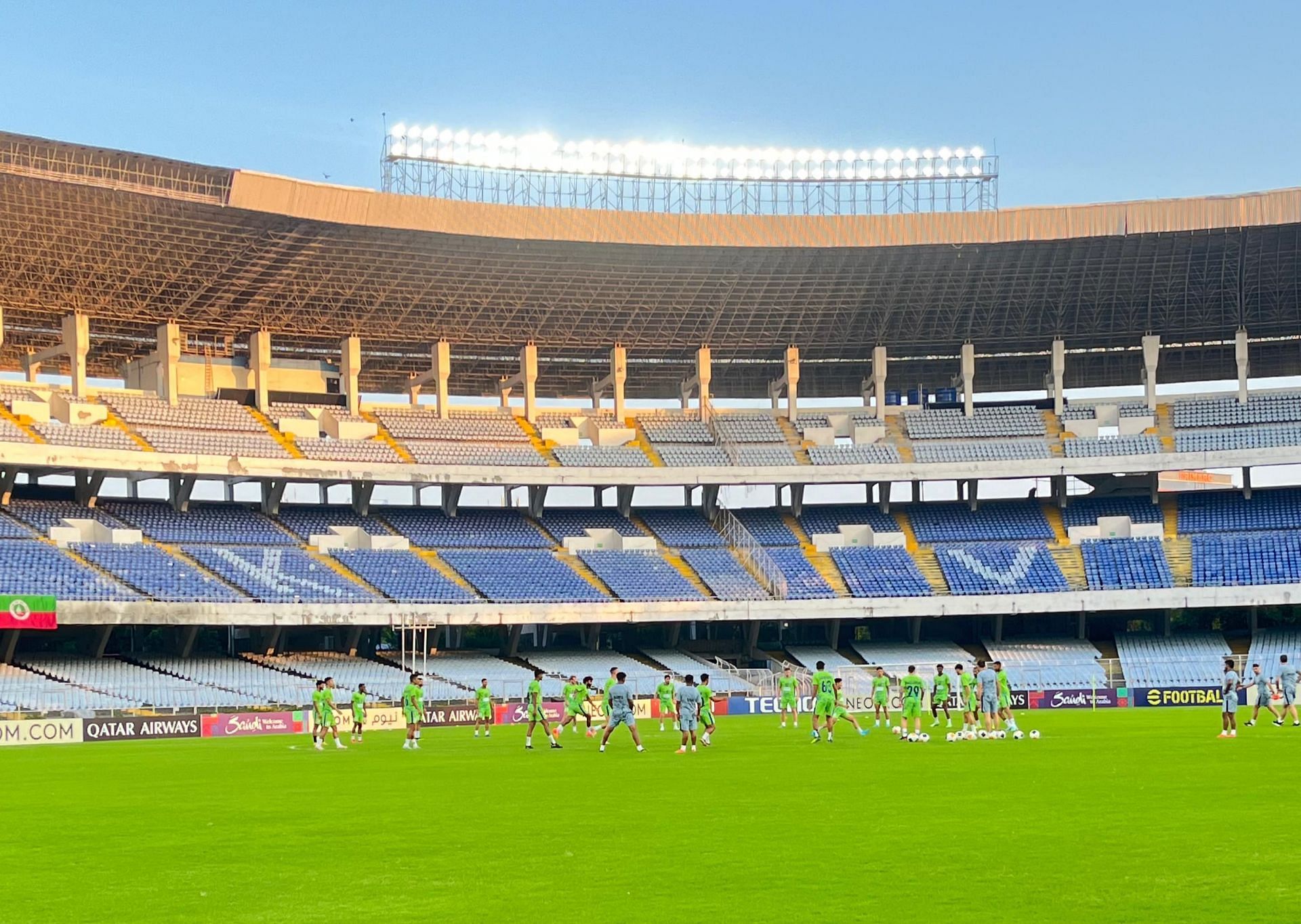 Mohun Bagan players train on the eve of their ACL Two opener against Ravshan Kulob