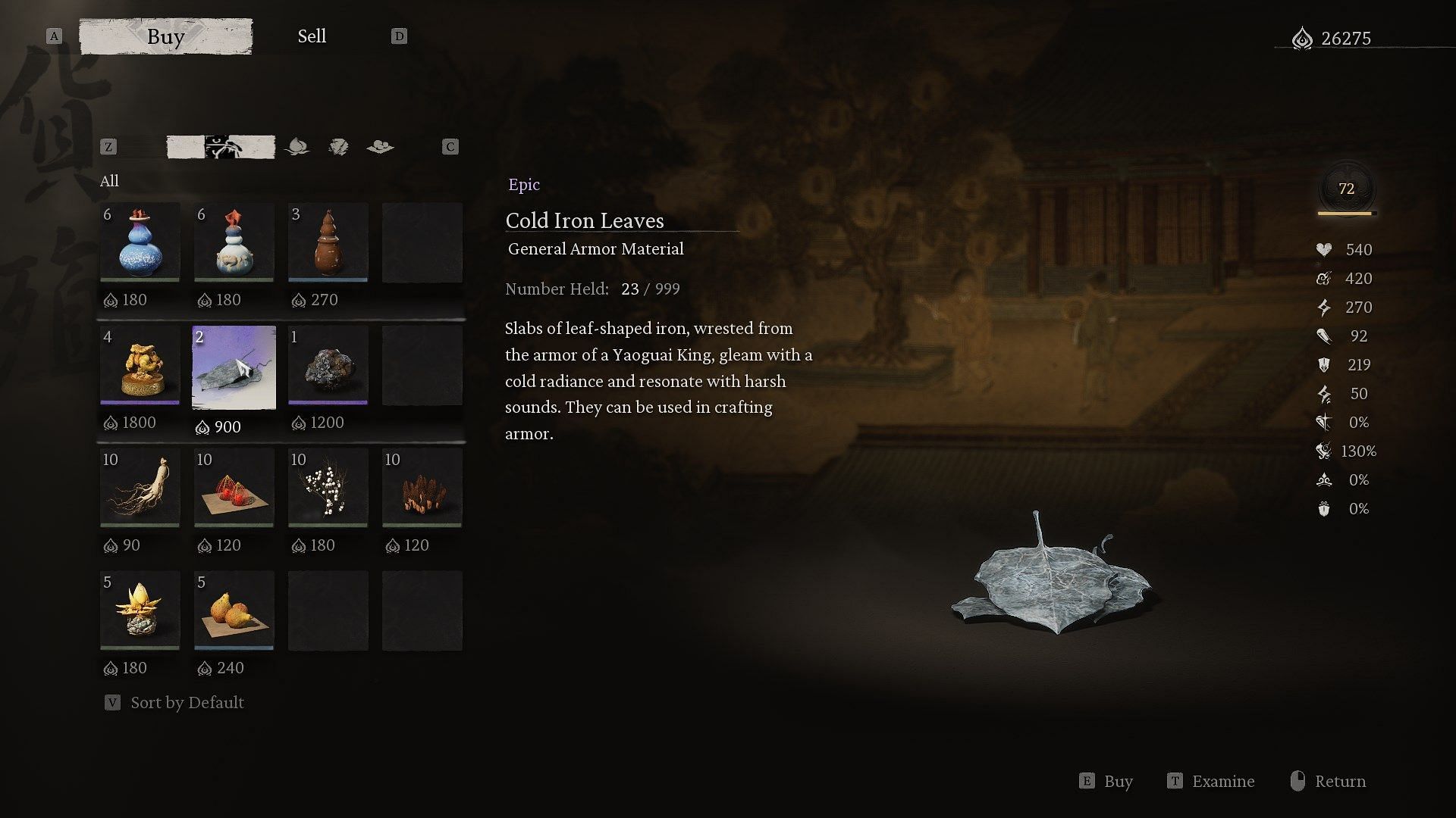 You can purchase Cold Iron Leaves from Chapter 3 Keeper&rsquo;s Shrines (Image via GameScience)