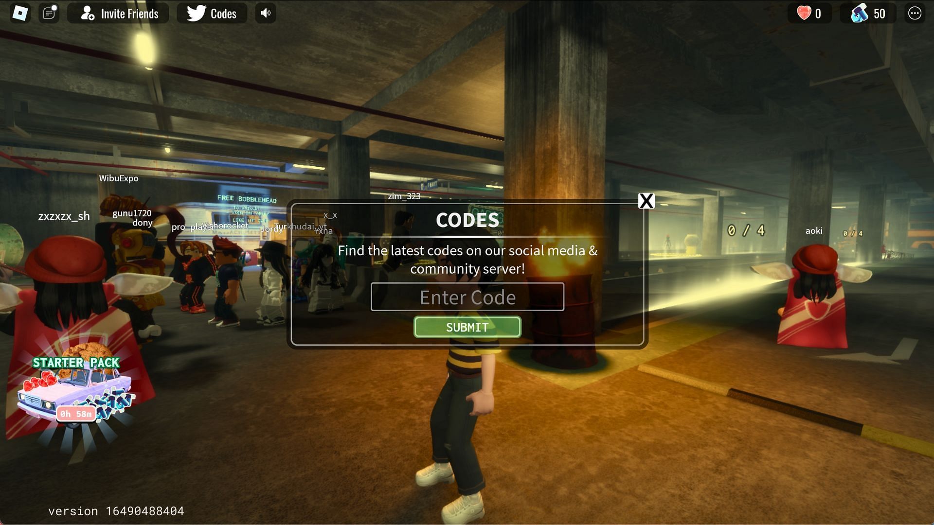 Redeem the active code (Image via Roblox)