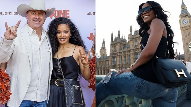 WATCH: Steve Sarkisian's wife Loreal Sarkisian lets her "hair down" at London as she dances with $20,555 Hermès bag