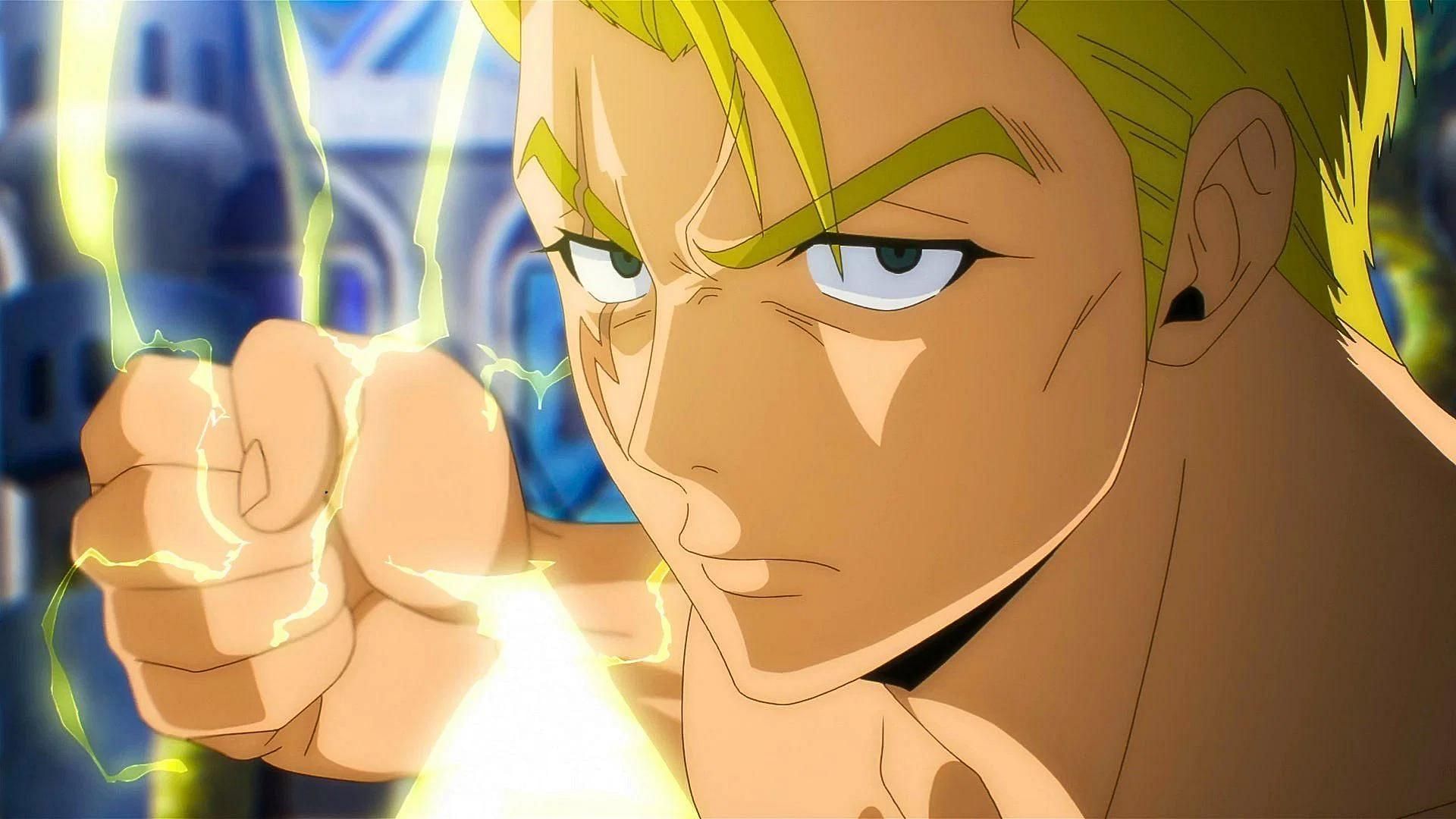 Laxus as shown in the anime (Image via J.C. Staff)