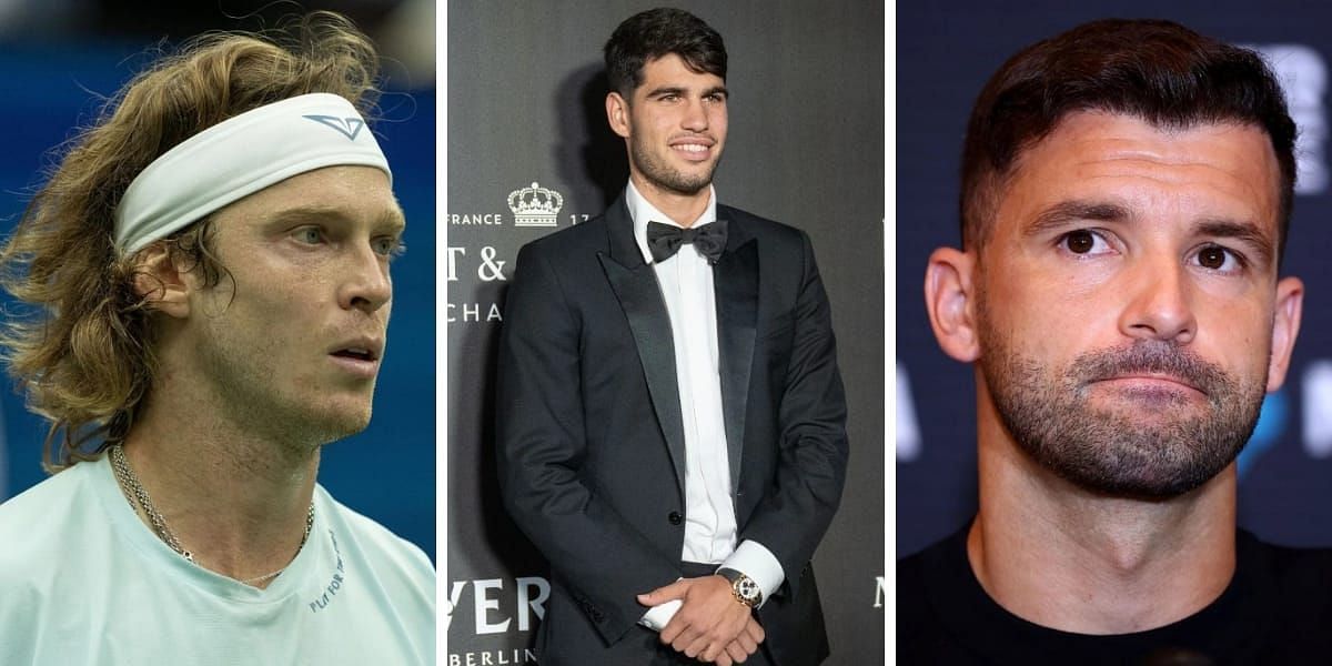 Andrey Rublev, Carlos Alcaraz, Grigor Dimitrov (L-R) (Image source: GETTY)