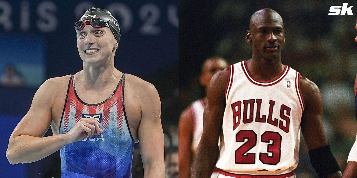 Katie Ledecky recalls being unimpressed meeting Michael Jordan as a child. (Images by Getty)