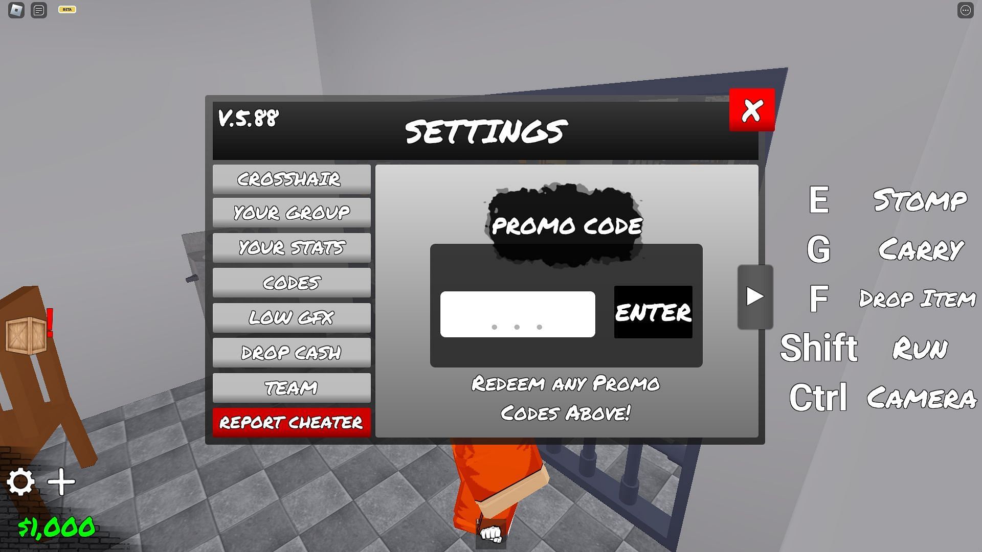 Redeem codes in Life Sentence (Image via Roblox)