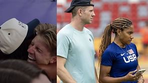 WATCH: Hunter Woodhall and wife Tara Davis-Woodhall share emotional hug as sprinter wins maiden gold medal at 2024 Paralympics