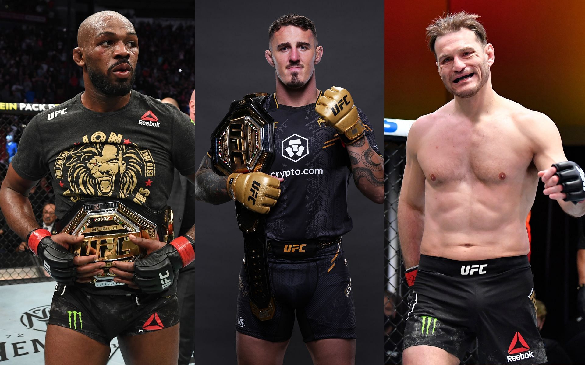 Jon Jones (left) and Stipe Miocic (right) might not face Tom Aspinall (center) as backup fighter [Images courtesy: Getty]