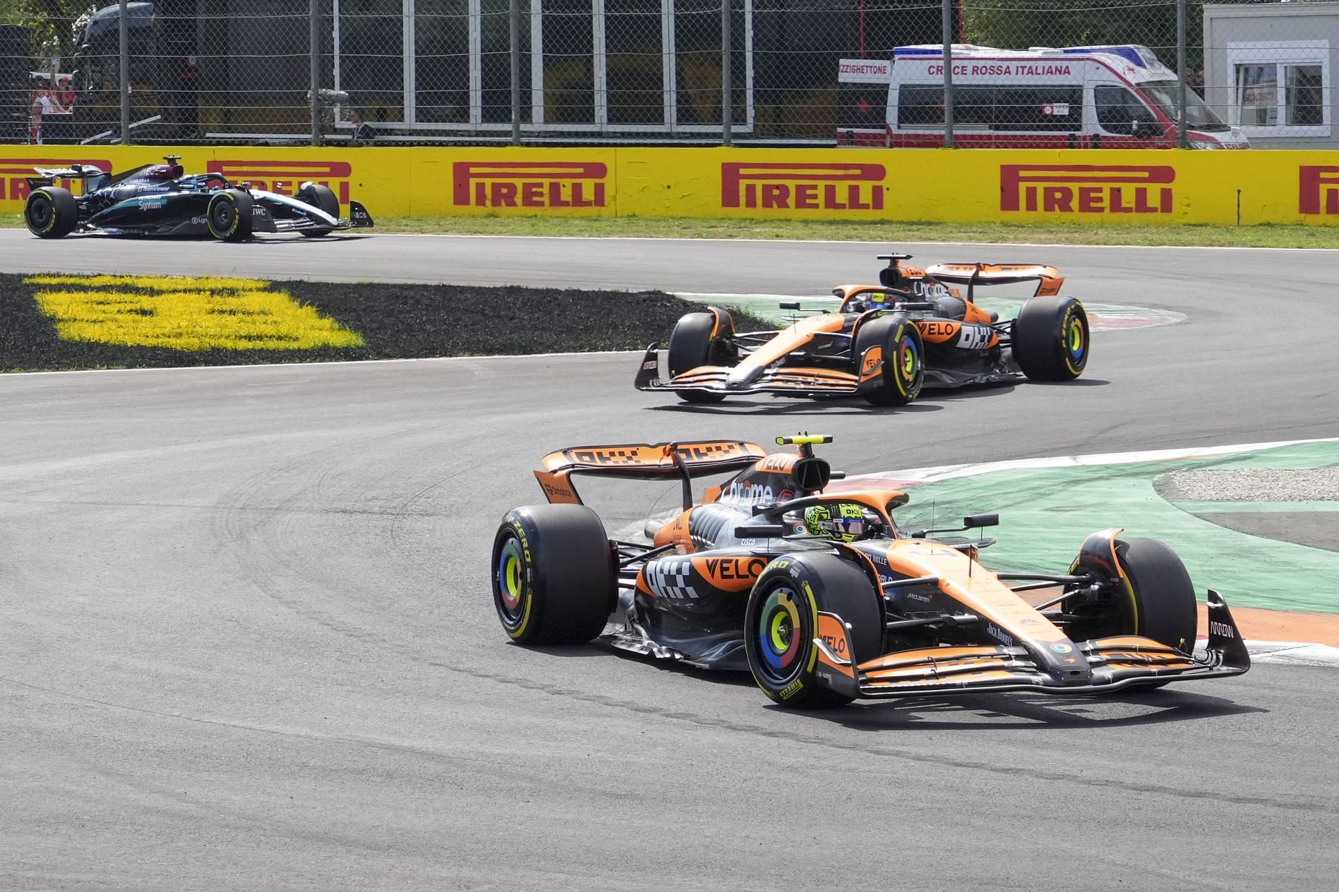 Lando Norris during the race of the Formula 1 Pirelli Gran Premio d&#039;Italia 2024 in Monza, Italy, on September 1, 2024 (Photo by Alessio Morgese/NurPhoto via Getty Images)