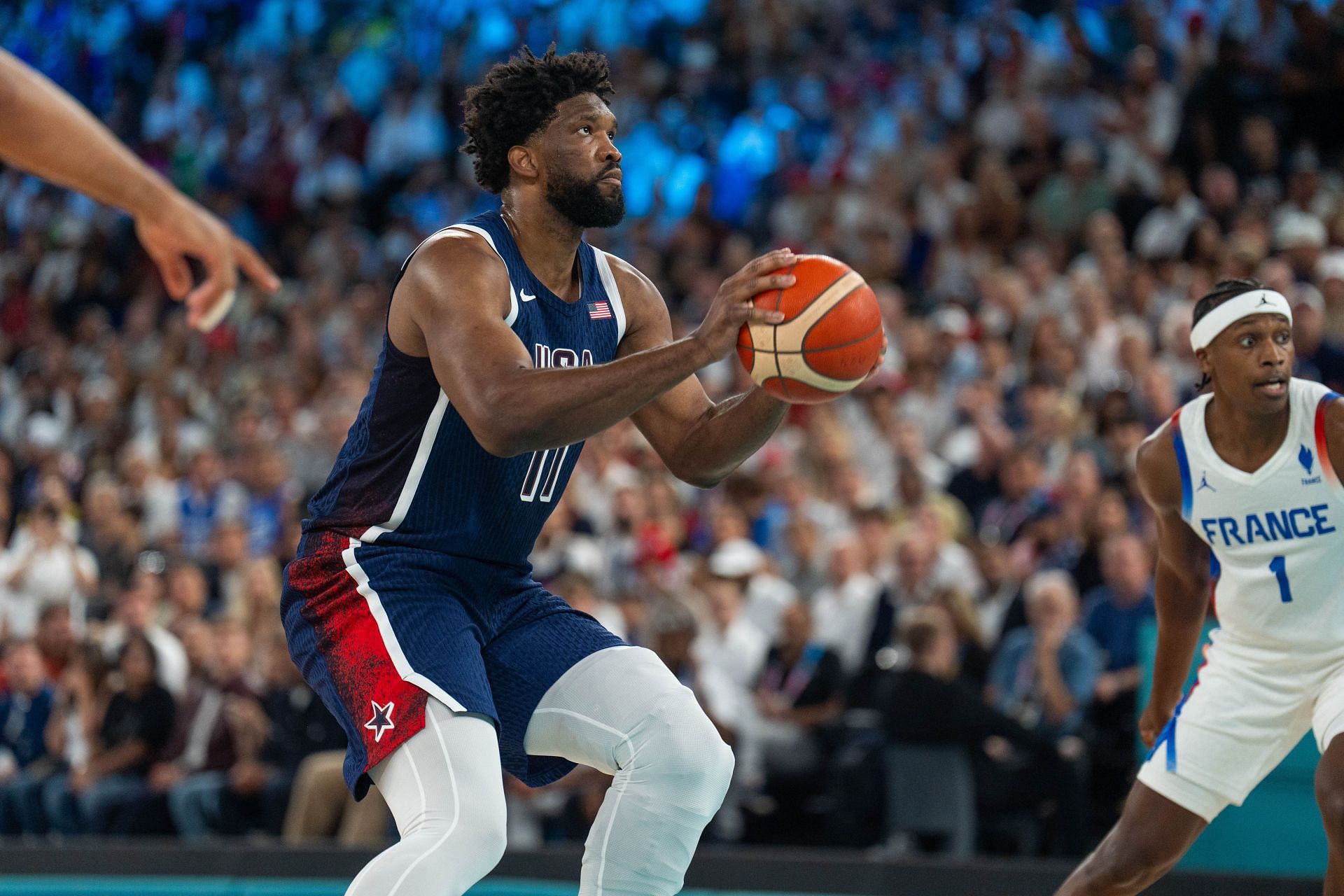 Joel Embiid in action (Image via Getty)