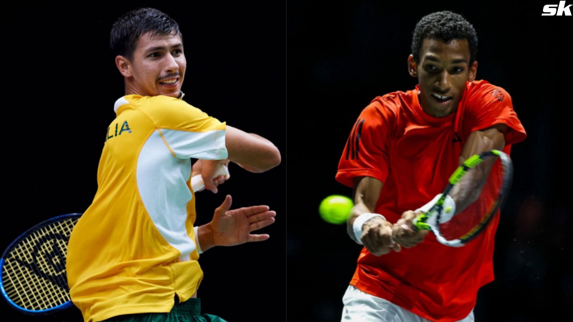 Alexei Popyrin and Felix Auger-Aliassime in action on Day 3 of the 2024 Davis Cup (Pictures: Getty)