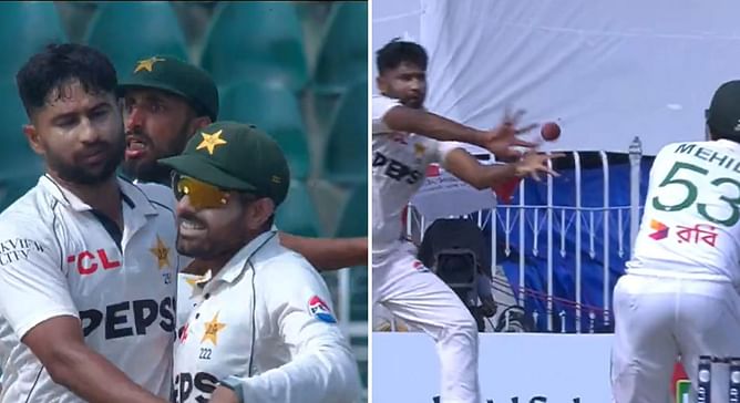 [Watch] Khurram Shahzad dismisses Mehidy Hasan Miraz to bag fifer in PAK vs BAN 2nd Test, breaks 165-run partnership