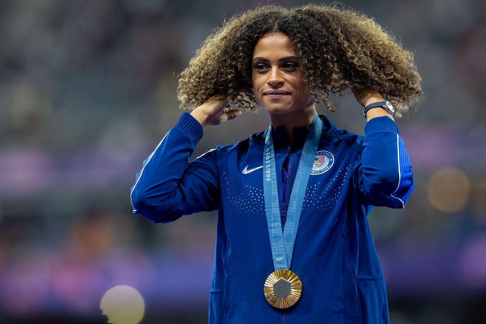 McLaughlin-Levrone with the 400m Hurdles Olympic gold medal (Image via: Getty)