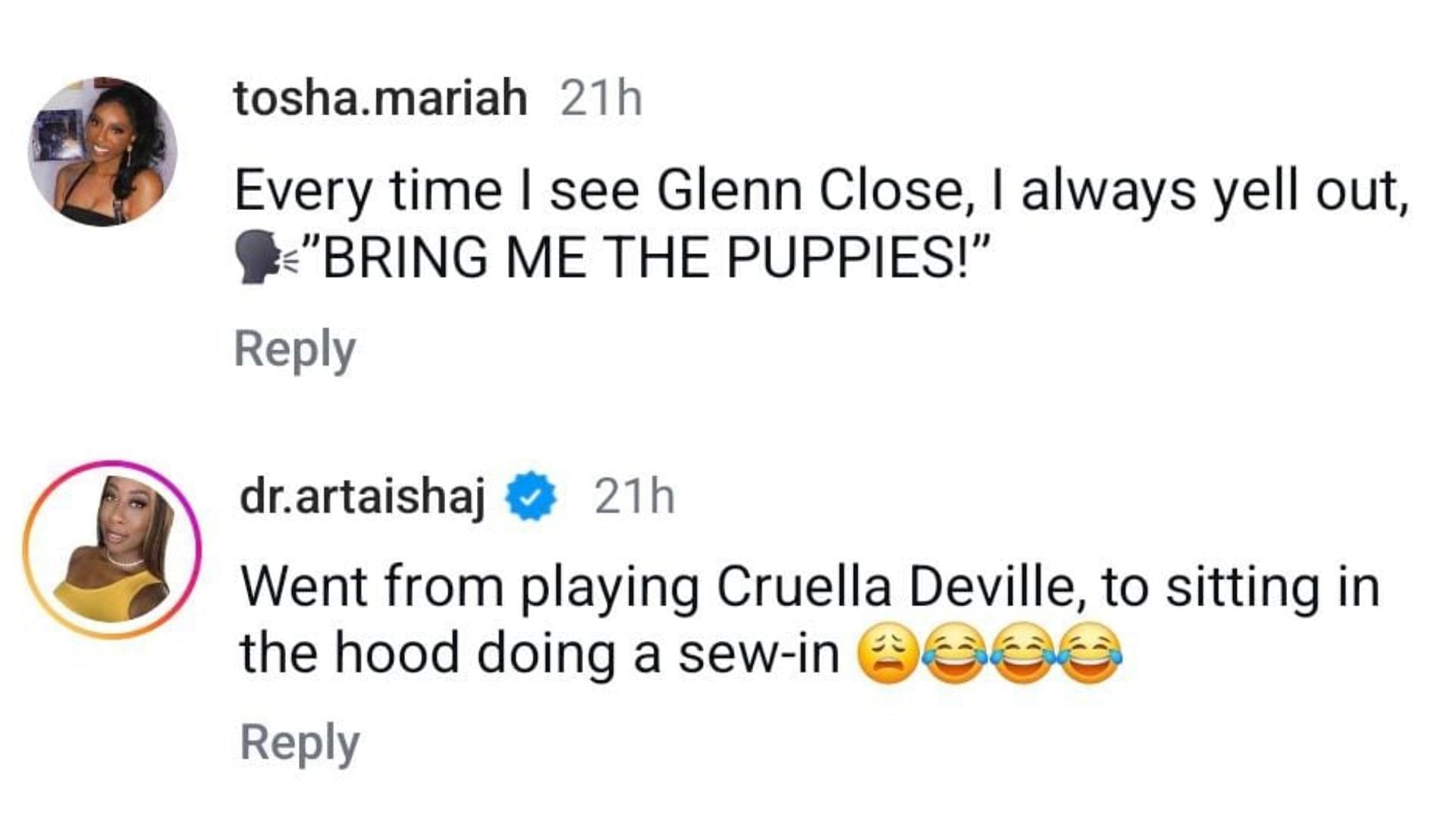 Netizens reacted as Glenn Close&#039;s lines from The Deliverance went viral (Image via Instagram/ @tosha.mariah /@dr.artaishaj)