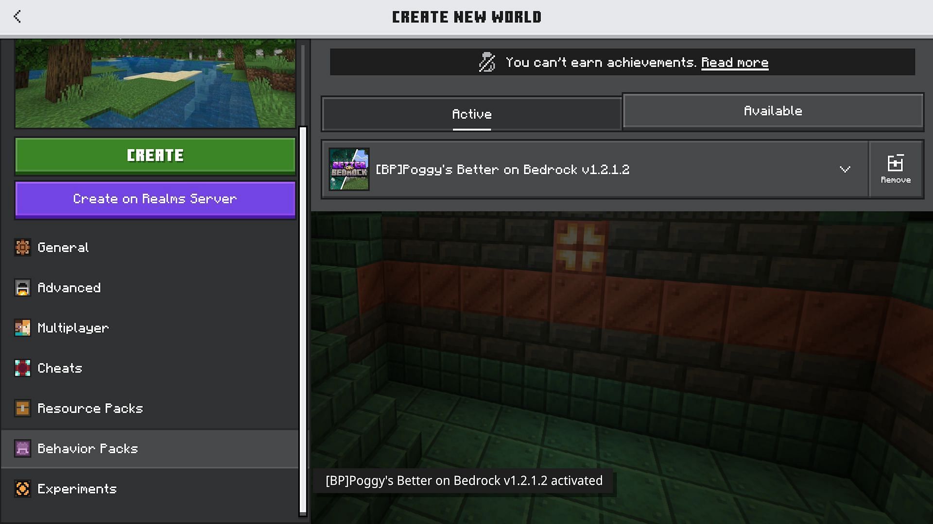 An activated add-on (Image via Mojang)