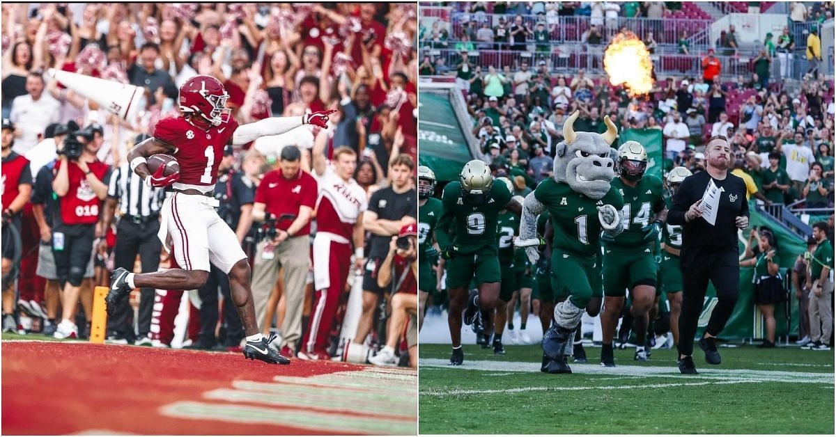 Alabama vs USF (Credits: Alabama and USF football Instagram)