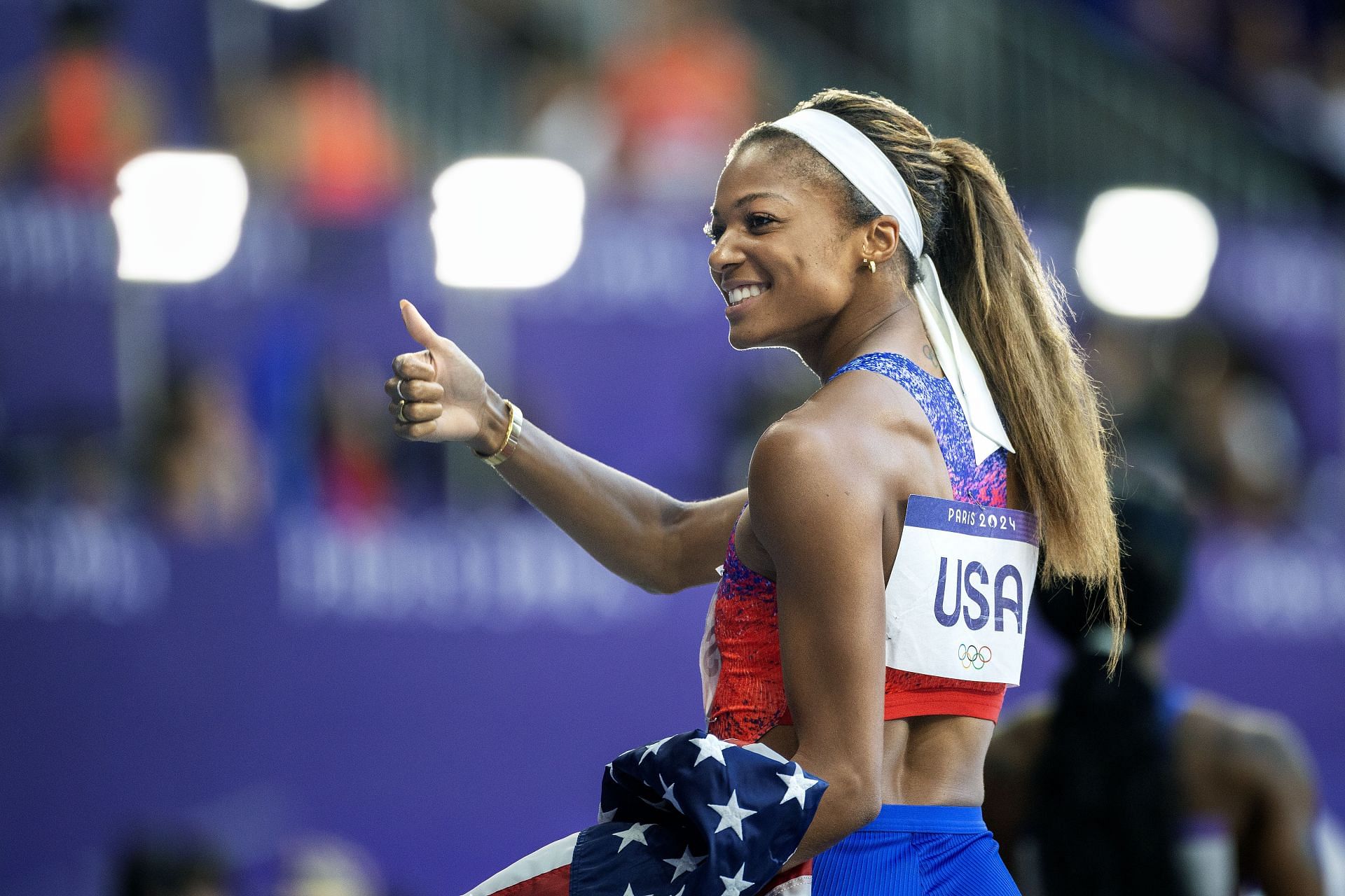 Gabby Thomas praises the Athlos track meet (Image Source: Getty)