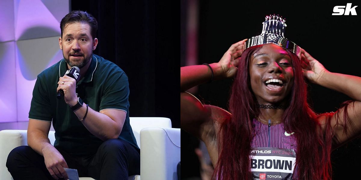 Alexis Ohanian encourages Brittany Brown following her success at Athlos NYC. (Images by Getty)