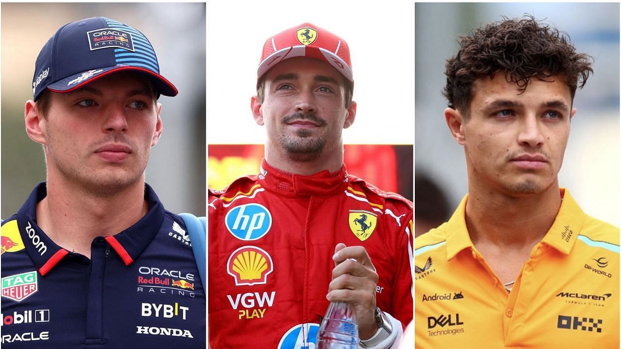 Max Verstappen, Charles Leclerc and Lando Norris (from Left). Credit: All Images from Getty.