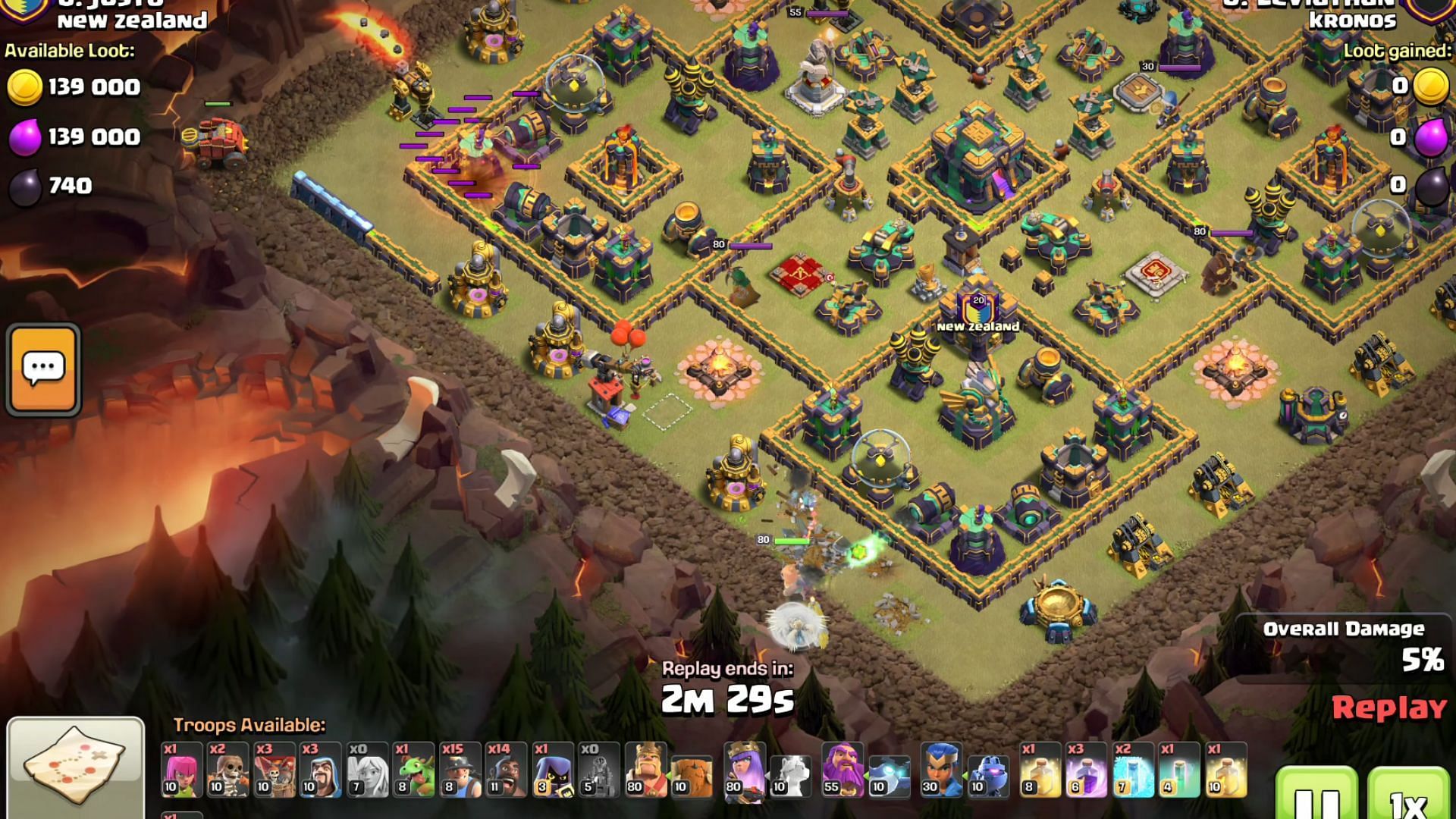 Army composition of Queen Charge Hybrid attack strategy (Image via Supercell)