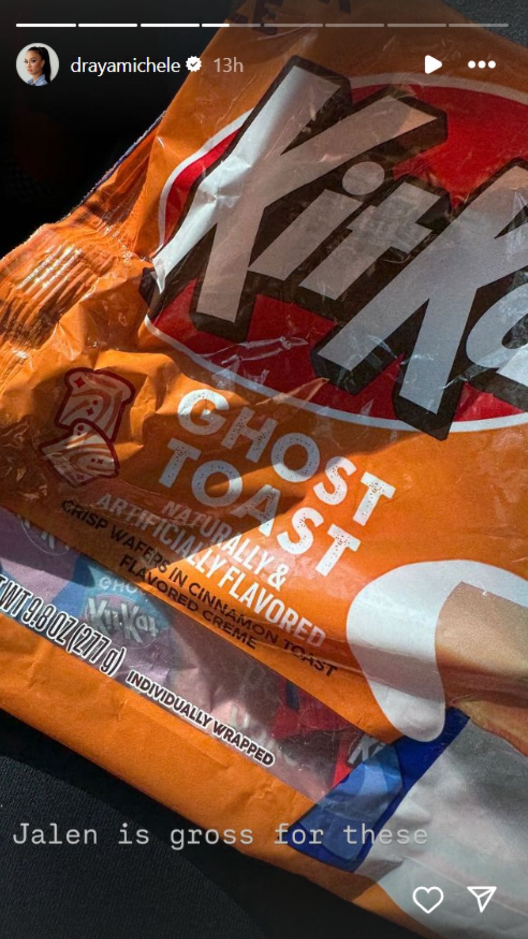 Michele playfully calls Green &#039;gross&#039; for liking KitKat Ghost Toast (Image: @drayamichele IG)