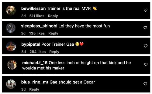 Screenshot of fans' comments. [ONE Championship on Instagram/Screenshot]