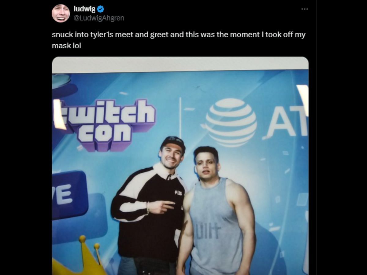 Ludwig shares the meet-and-greet picture with Tyler1 (Image via X/Ludwig)