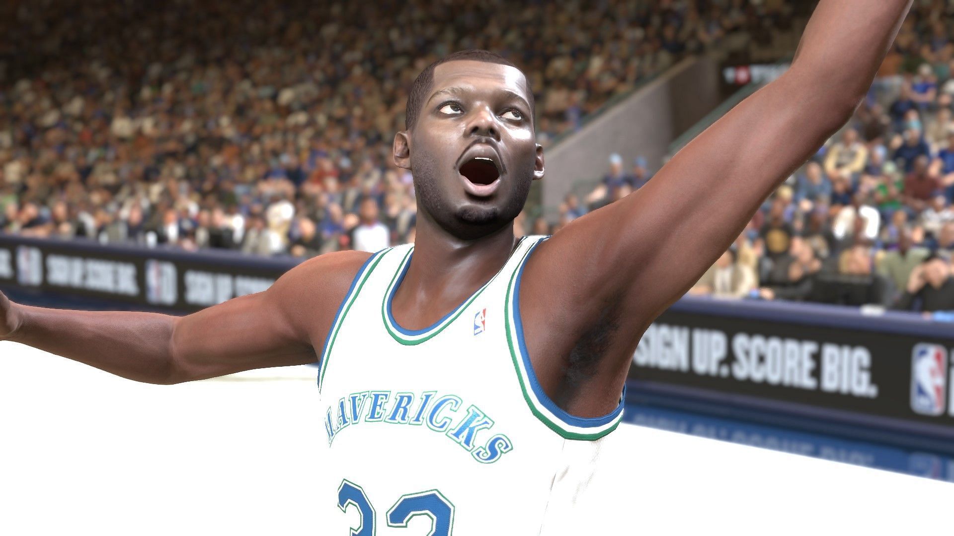 Jamal Mashburn in action for the All-Time Mavericks (Image via 2K)