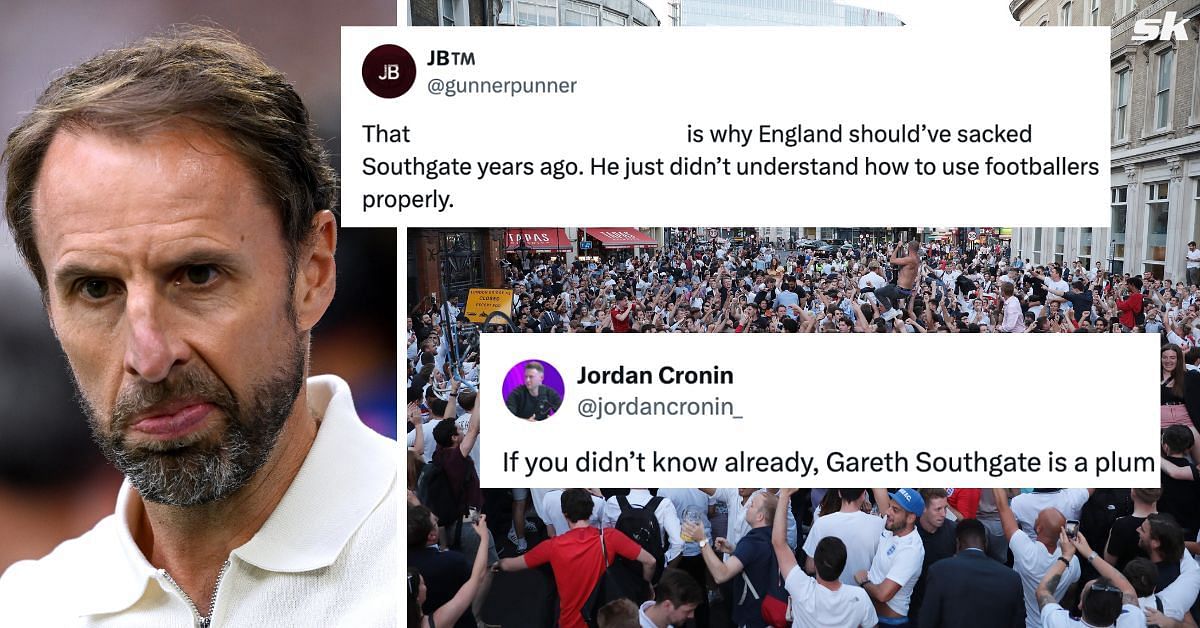 Fans blame Southgate after watching &lsquo;electric&rsquo; display from England star in 2-0 win over Ireland. Picture Credits: Getty, Twitter - @gunnerpunner, @jordancronin_