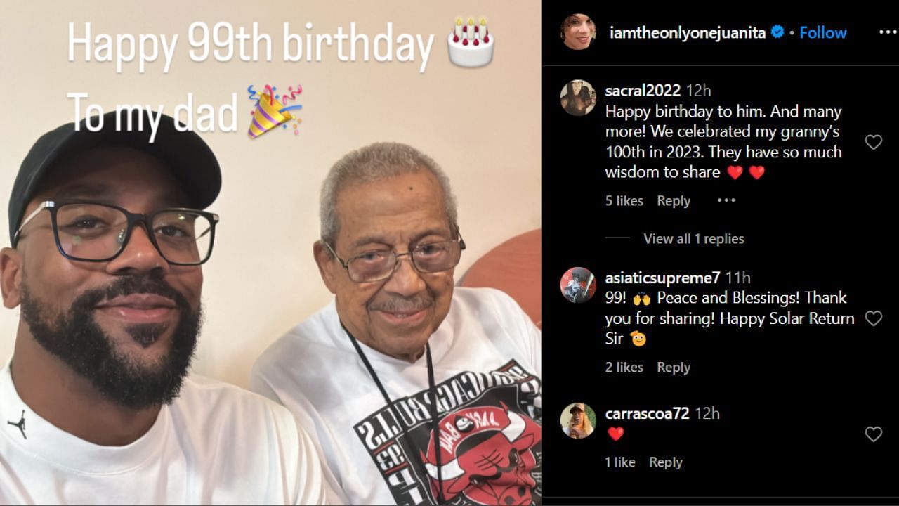 Juanita posts picture of her father and her son on her father&#039;s birthday. (Credits: @iamtheonlyonejuanita/Instagram)