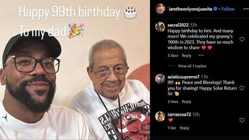 Juanita posts picture of her father and her son on her father's birthday. (Credits: @iamtheonlyonejuanita/Instagram)