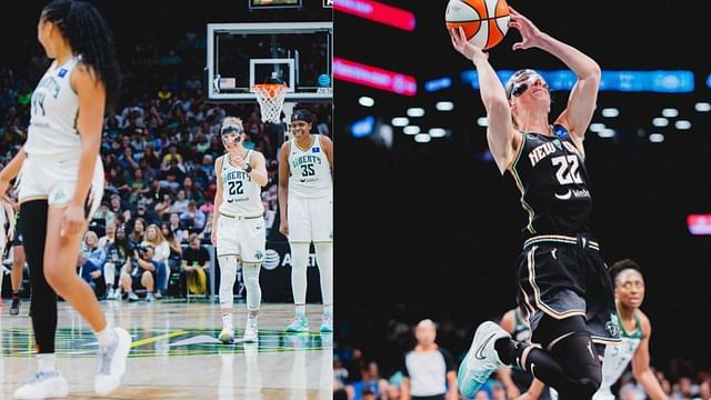 Courtney Vandersloot has been wearing a mask to protect her injured nose. [photo: @nyliberty/IG]